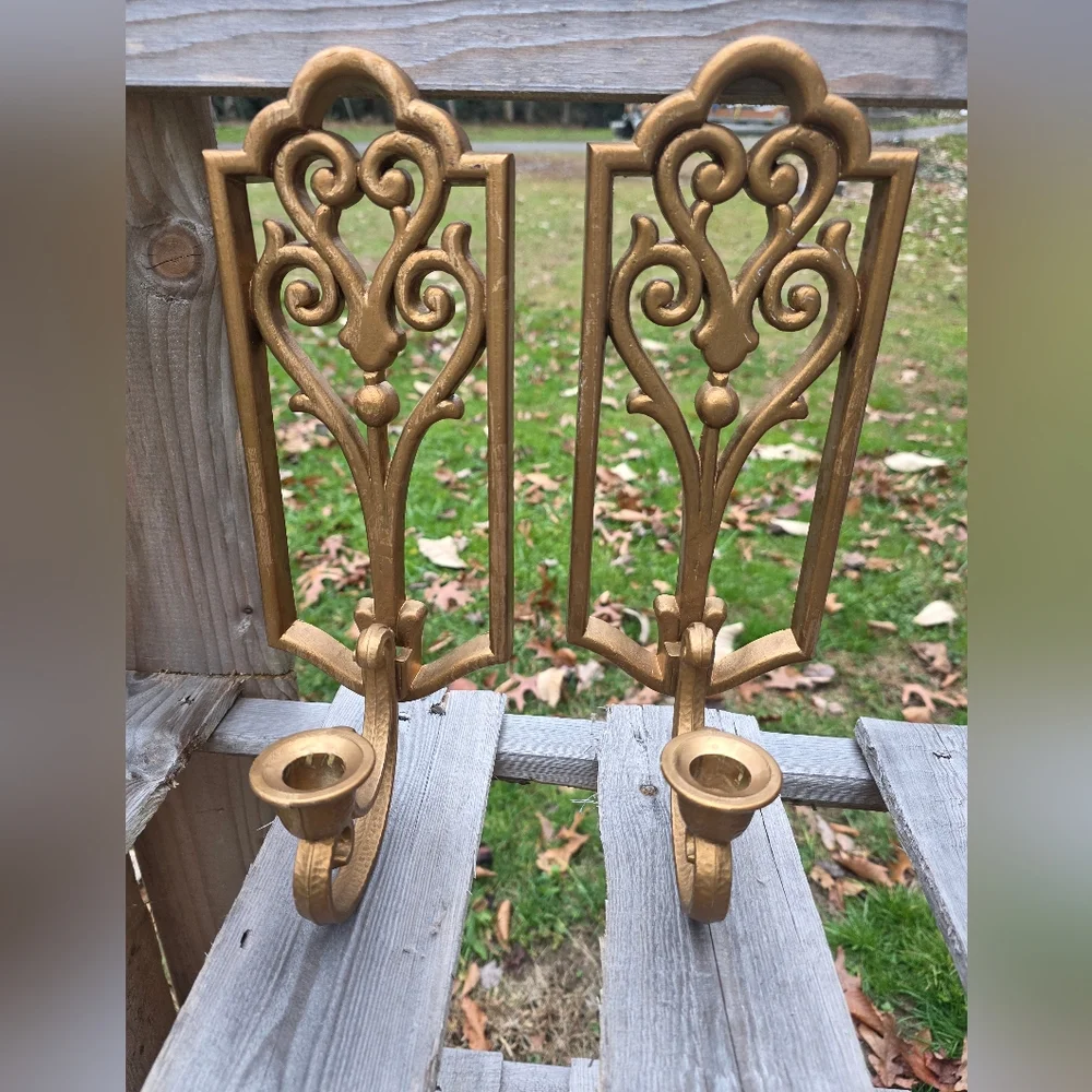 Gold Wall Sconce Candle Holders HOMCO